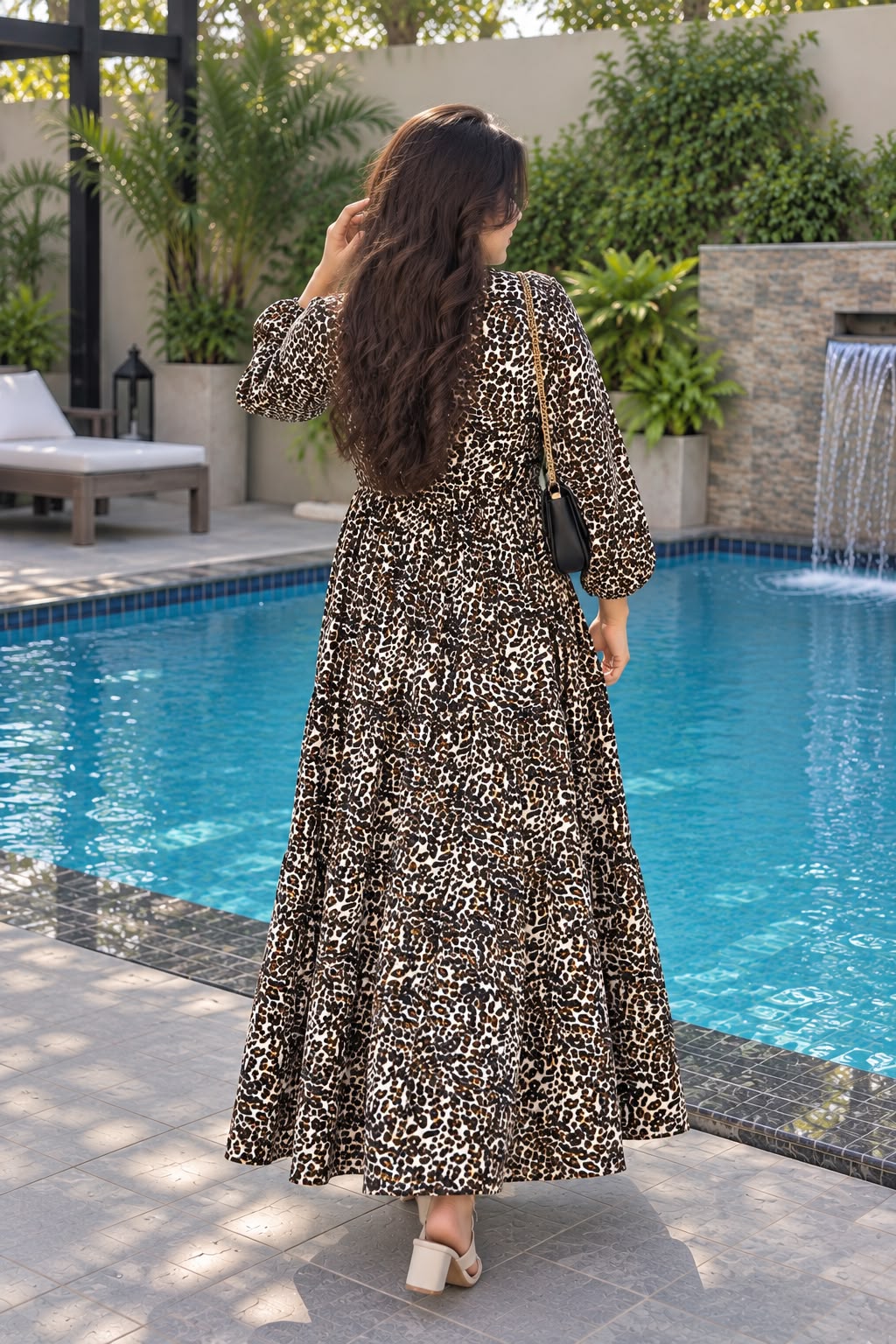 Libas Ethnic | Wild Grace – Elegant Leopard Print Chiffon Maxi Dress