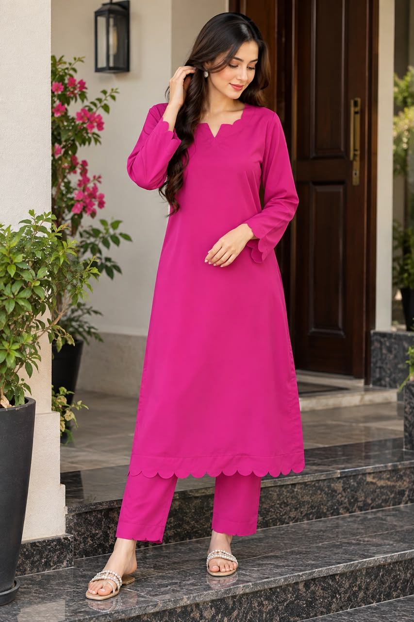 Libas Ethnic | Rosé Charm – Elegant Hot Pink Georgette 2-Piece Suit