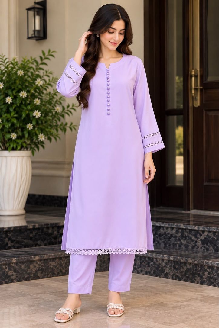 Libas Ethnic | Lavender Grace – Elegant Pastel Lavender Georgette 2-Piece Suit